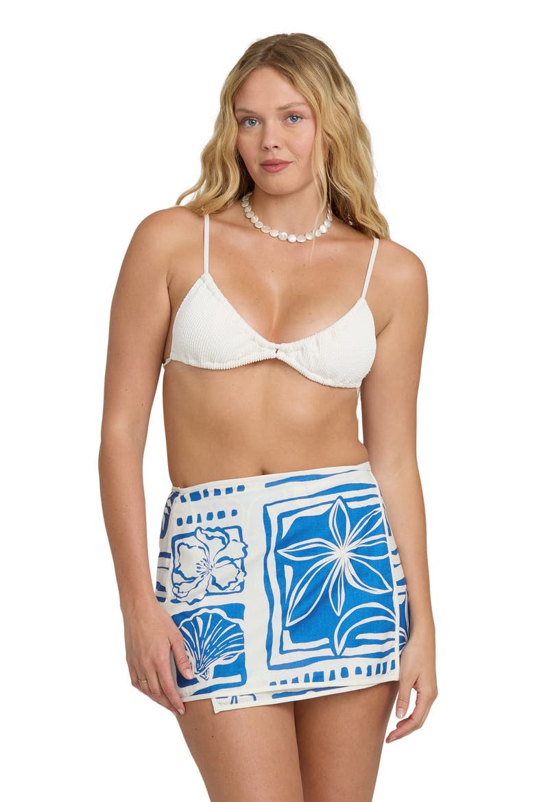 Sea Glow Cotton & Linen Miniskirt, Alternate, color, TRUE BLUE
