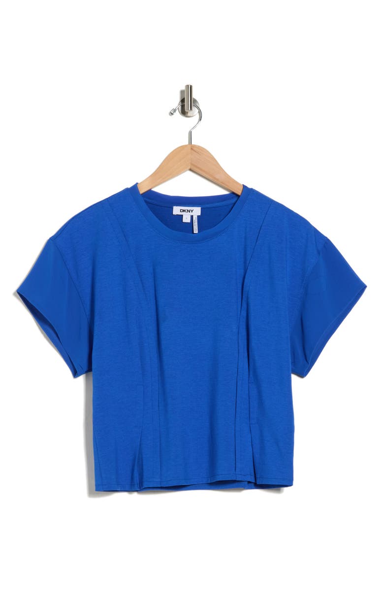 DKNY Mixed Media Knit Top, Alternate, color, Classic Blue