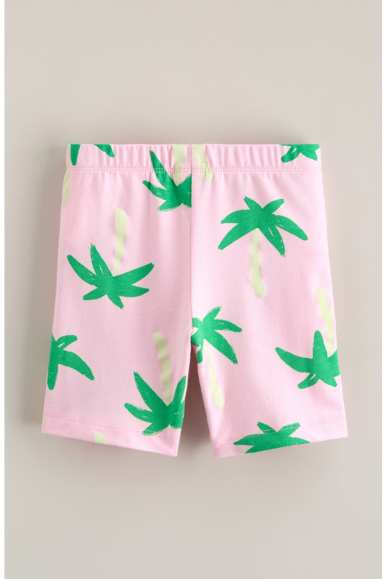 Kids' Cartwheel Bike Shorts, Alternate, color, PINK OPAL PAINTED PALMS