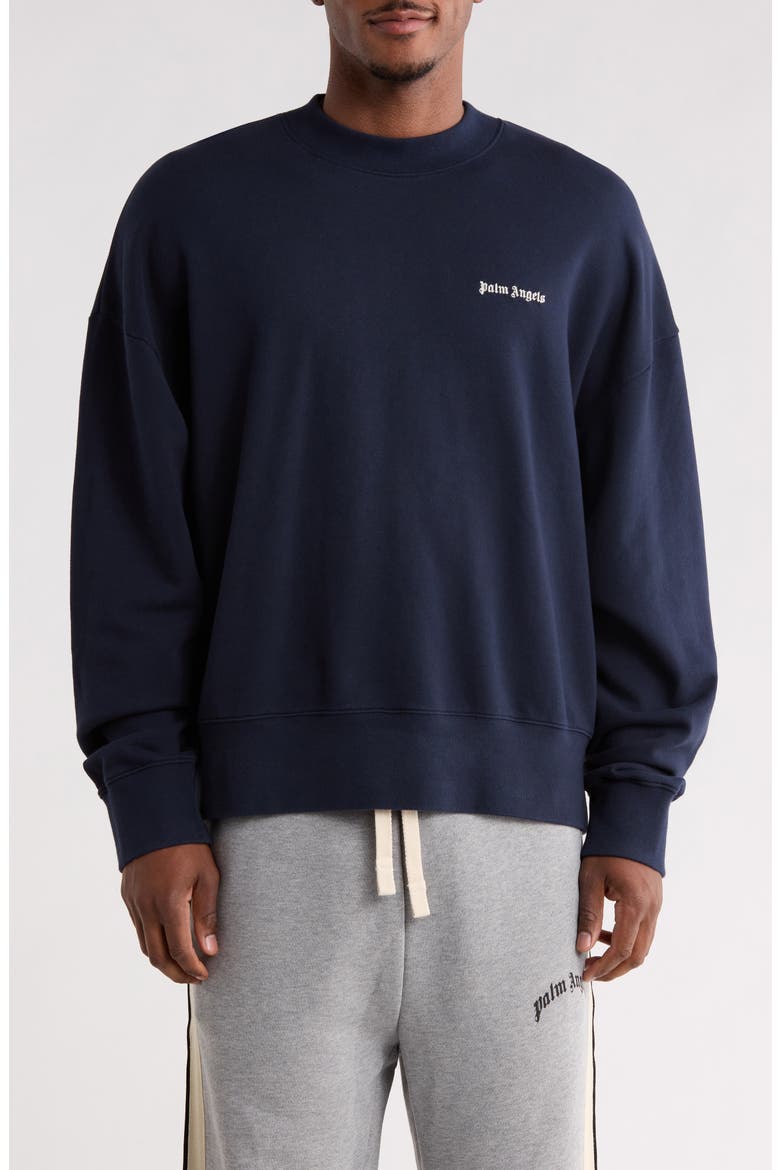 Logo Crewneck Sweatshirt, Main, color, BLACK WHITE
