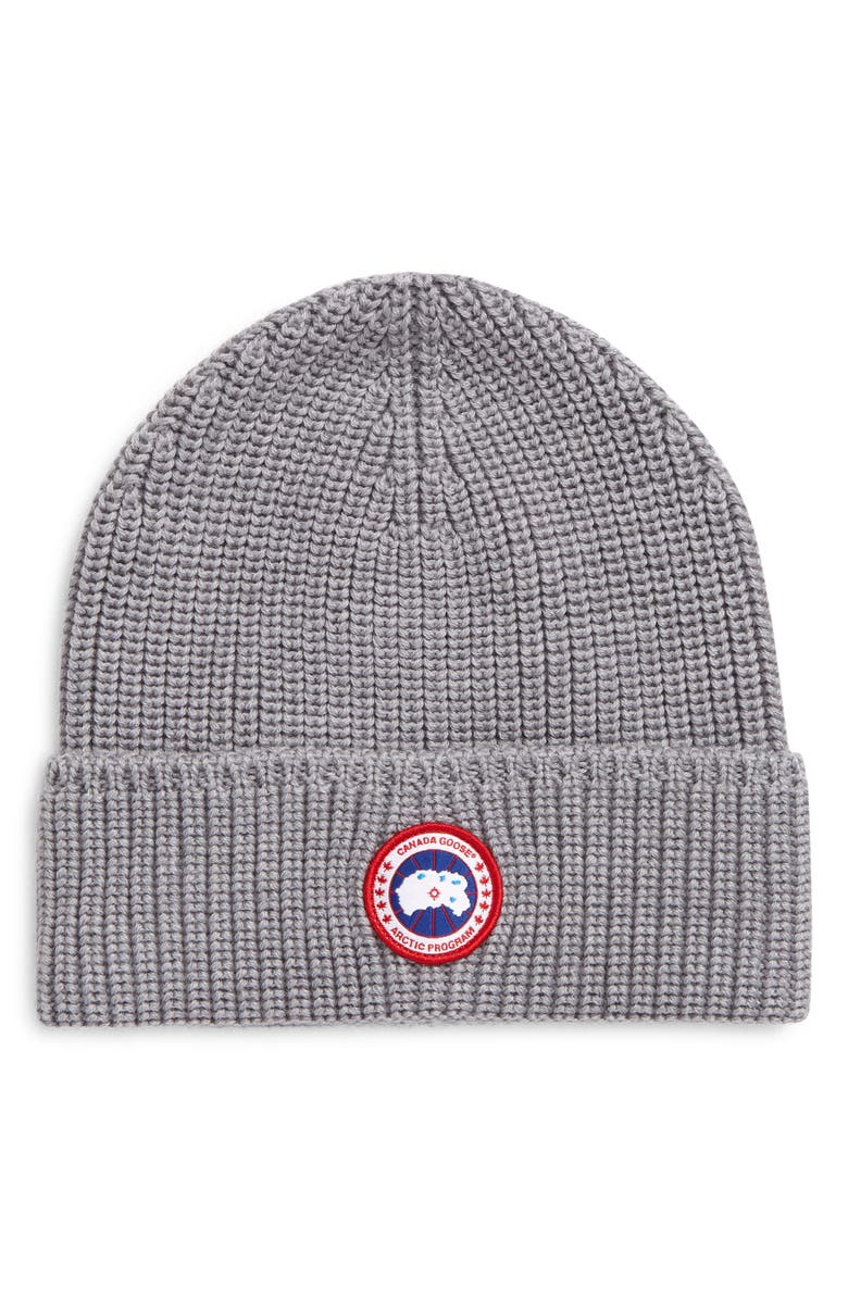 Canada Goose Arctic Disc Ribbed Toque Beanie, Main, color, Heather Grey