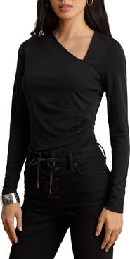 Lauren Ralph Lauren Asymmetric Neck Matte Jersey Top