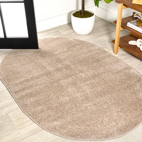 Haze Solid Low-Pile Oval Area Rug