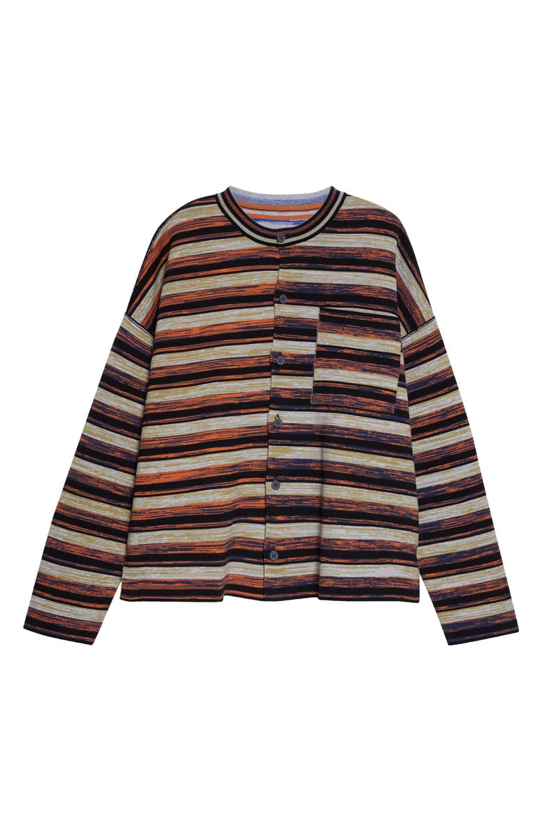 Waste Yarn Project Matt Space Dyed Stripe One of a Kind Shirt Jacket, Alternate, color, Black Multi