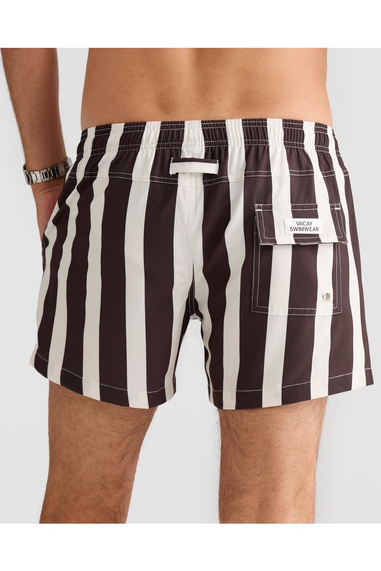 Faro Stretch Swim Short, Alternate, color, Brown & White Thick Stripe