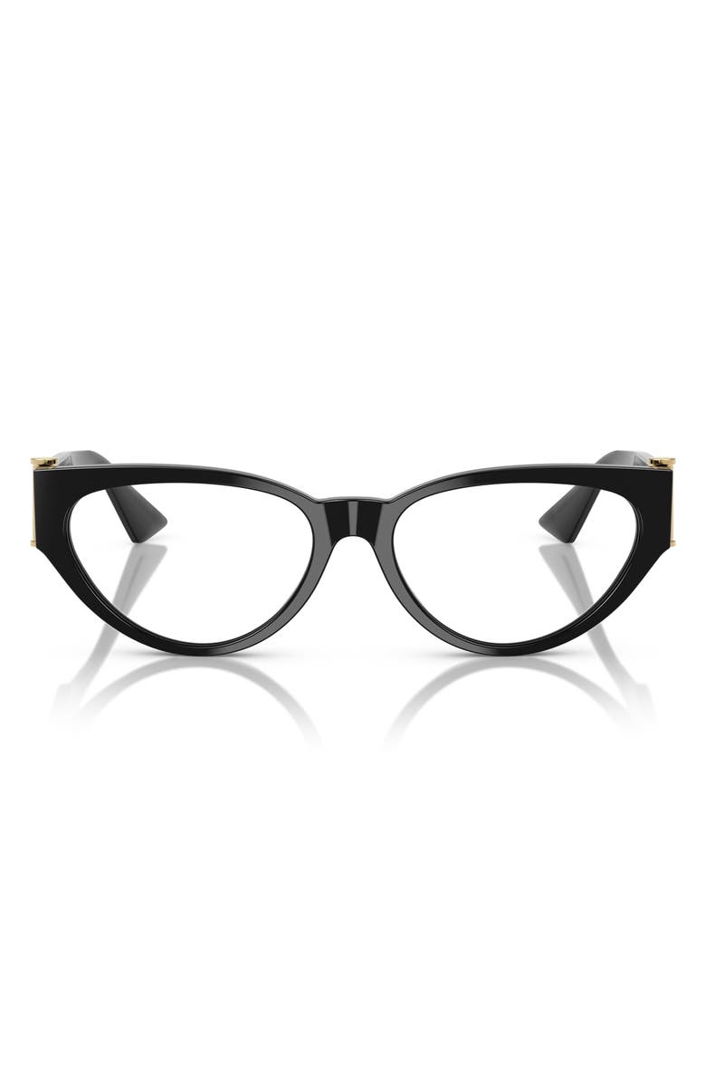 Versace 53mm Cat Eye Optical Glasses, Main, color, Black