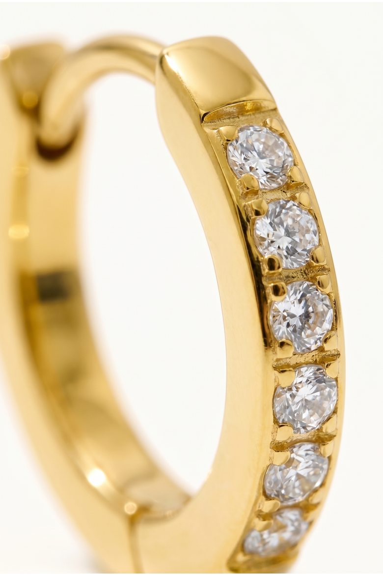 Pavé Huggie Hoop Earrings, Alternate, color, Gold