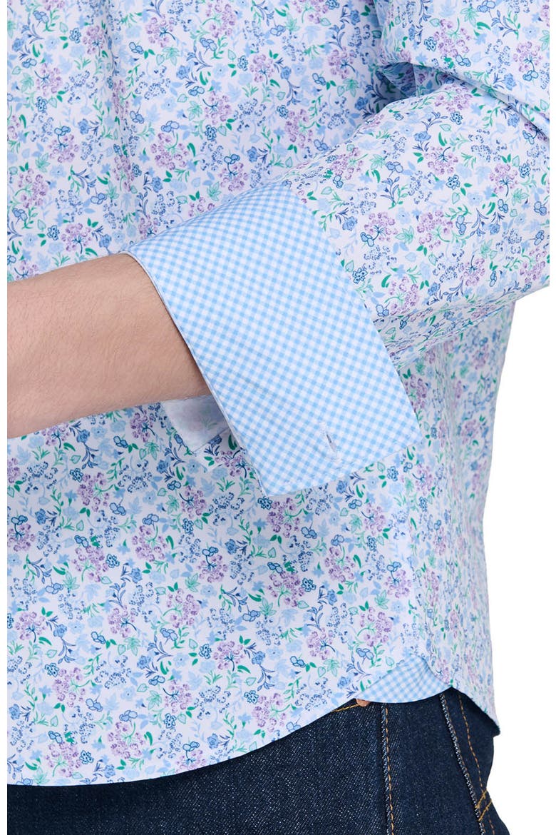 Slim Fit Budding Floral Performance Long Sleeve Shirt, Alternate, color, BLUE PURPLE