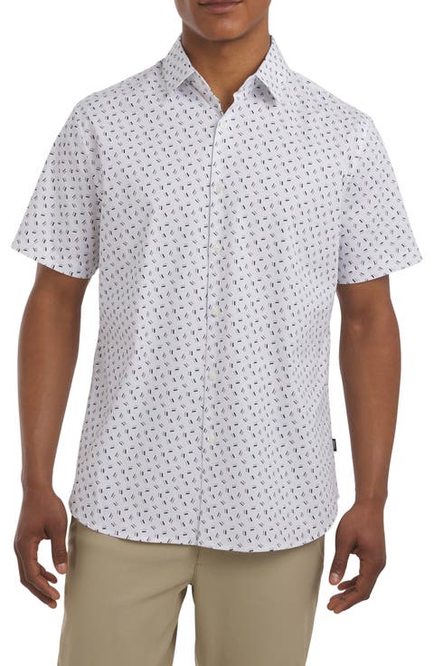 Drew Short Sleeve Stretch Cotton Button-Up Shirt