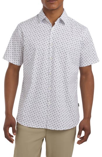 Dkny Sportswear Drew Short Sleeve Stretch Cotton Button-up Shirt