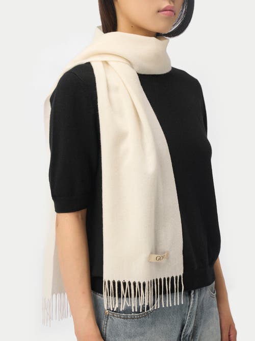 Gobi Mongolian Cashmere Cashmere Woven Scarf In White