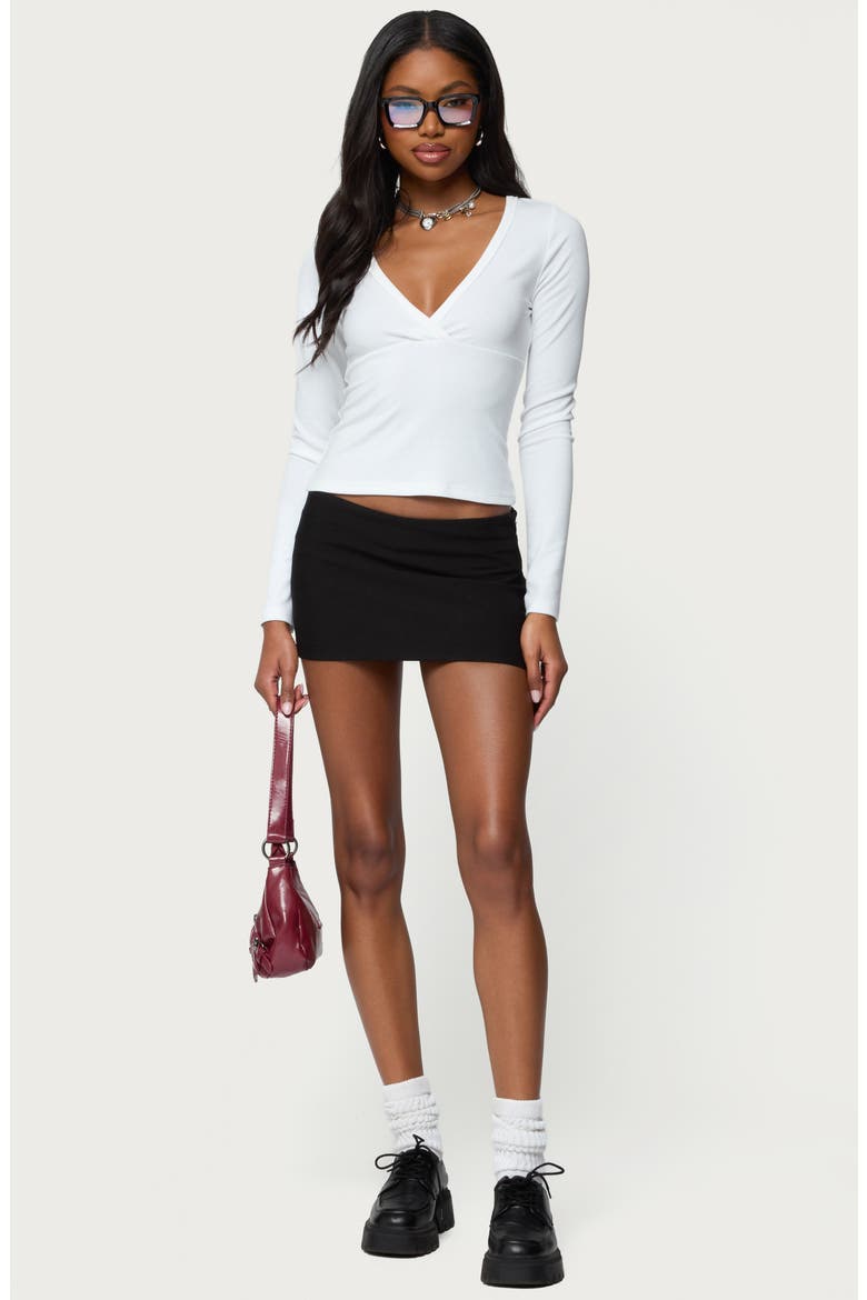 Doron Long Sleeve V-Neck Crop Top, Alternate, color, WHITE