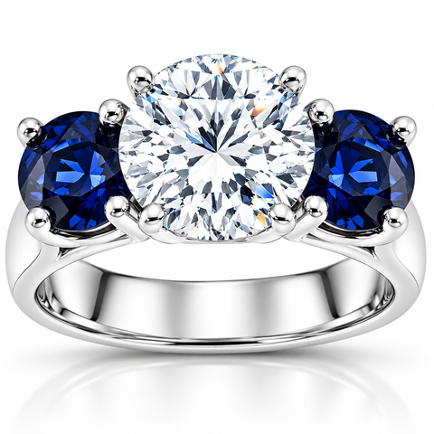 Certified 4Ct Diamond Blue Sapphire Engagement Ring 14k Gold Lab Grown