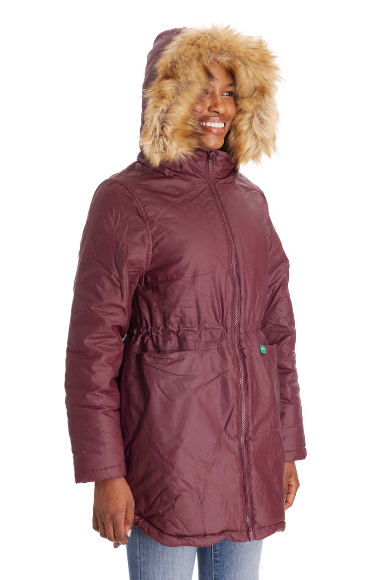 Sofia - Waxed Shell 3 in 1 Maternity Parka, Alternate, color, BURGUNDY