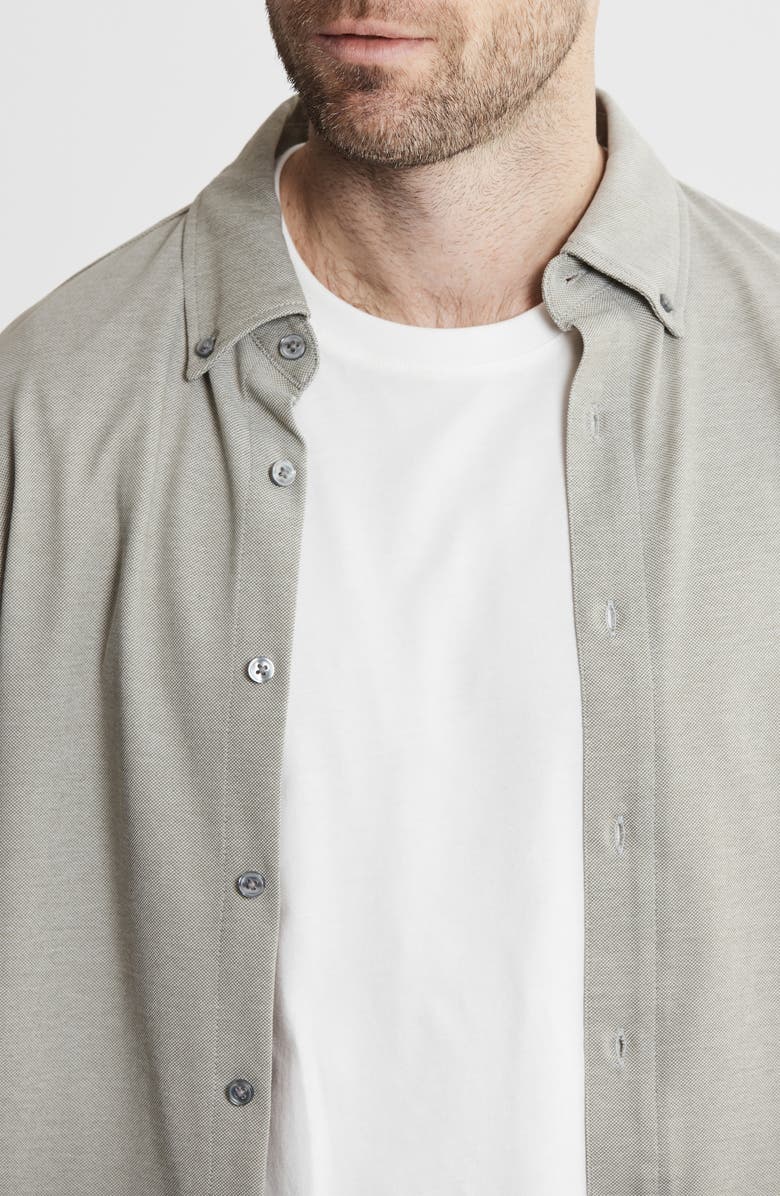 JACHS Short Sleeve Stretch Oxford Button-Up Shirt, Alternate, color, Olive