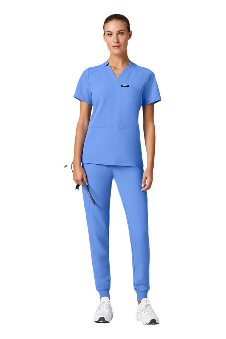 Helia Women's 3-Pocket Classic Notched V-Neck Scrub Top, Alternate, color, Ceil Blue