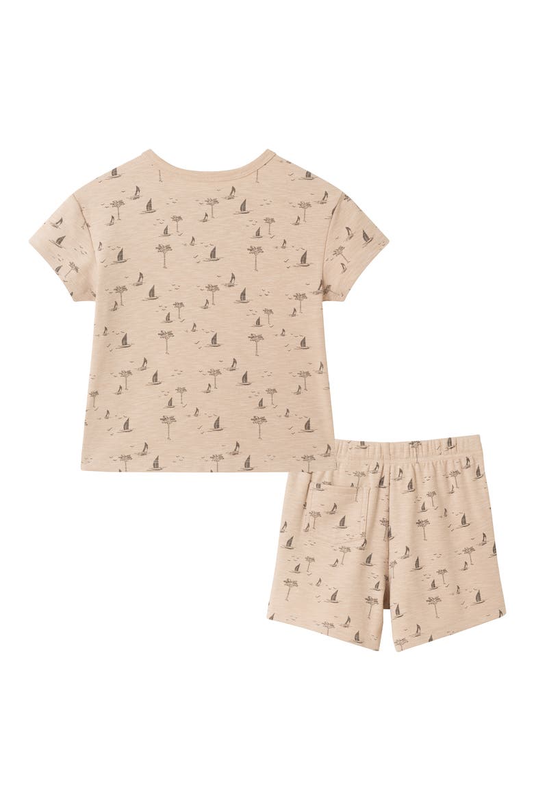 Kids' Surfboard Henley T-Shirt & Shorts Set, Alternate, color, BEIGE
