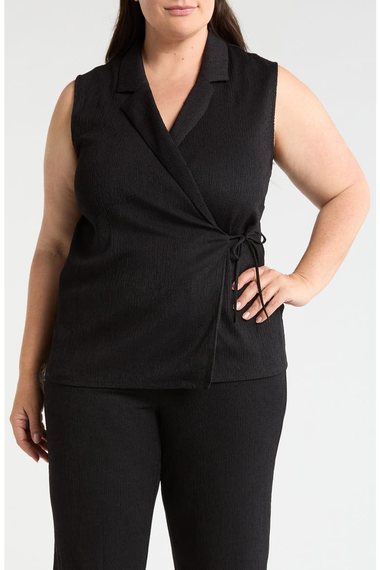 Notch Collar Sleeveless Wrap Top, Main, color, ANNE BLACK