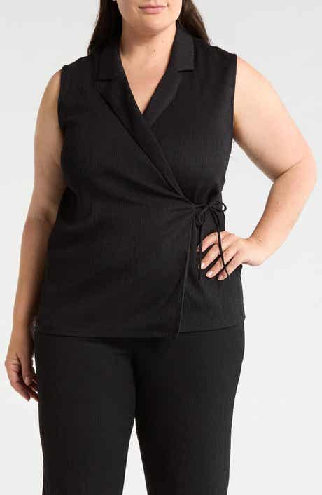 Notch Collar Sleeveless Wrap Top
