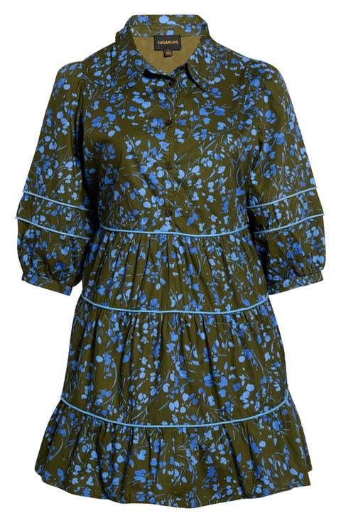 Retra Floral Tiered Cotton Dress