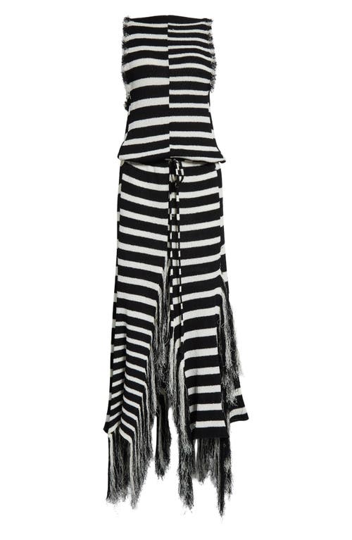 Shop Proenza Schouler Yves Stripe Fringe Maxi Dress In Black/white