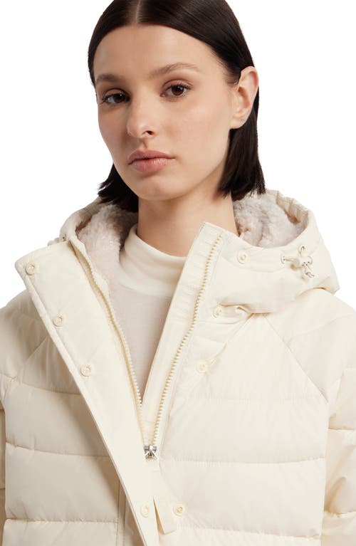 Hunter Almond Water Repellent Faux Shearling Lined Hooded Puffer Jacket In Neutral