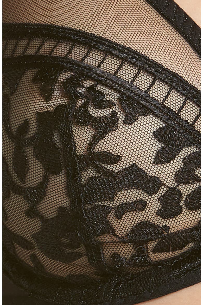 'Byzance' Underwire Plunge Bra, Alternate, color, BLACK