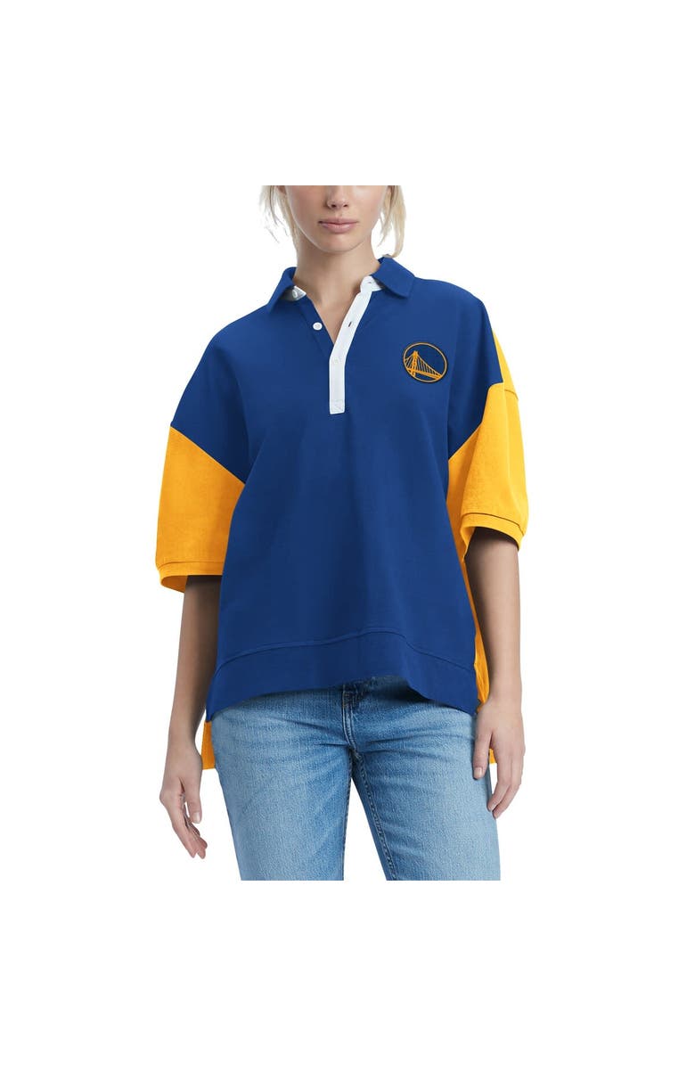 TOMMY JEANS Women's Tommy Jeans Royal Golden State Warriors Taya Puff Sleeve Pique Polo Shirt, Alternate, color, Royal