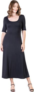 24seven Comfort Apparel Petites Casual Maxi Dress With Sleeves