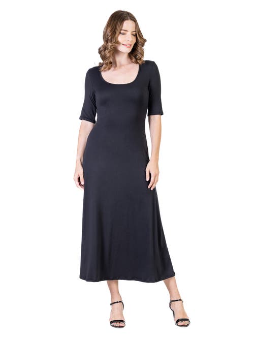 24seven Comfort Apparel Petites Casual Maxi Dress With Sleeves