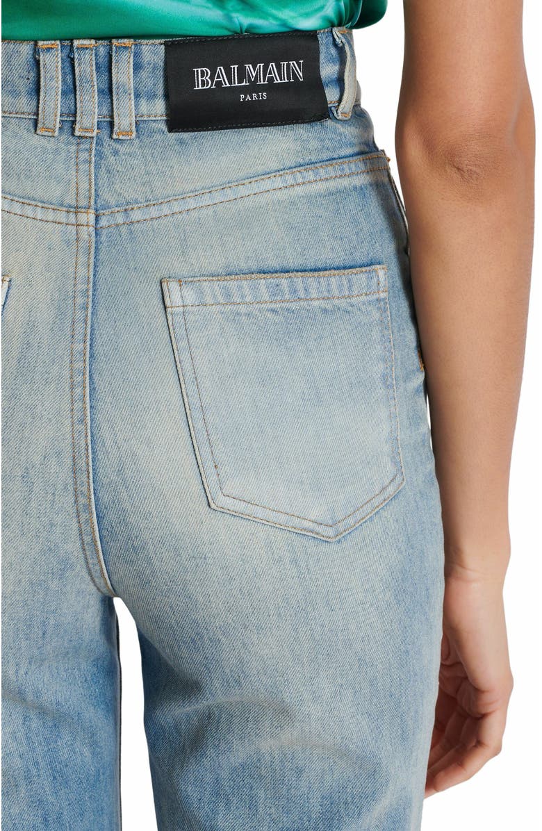 Balmain Flared-Fit Denim Jeans, Alternate, color, Blue