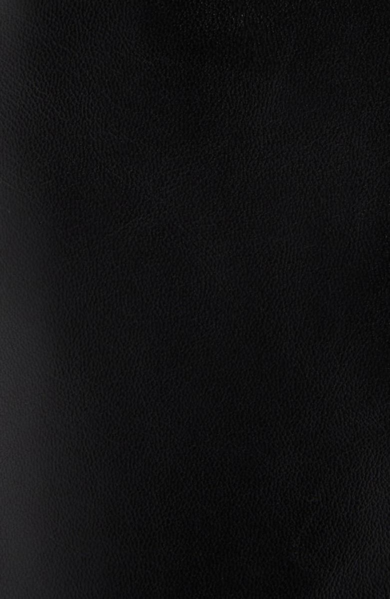 McQueen Crystal Embroidered Leather Peplum Jacket, Alternate, color, Black