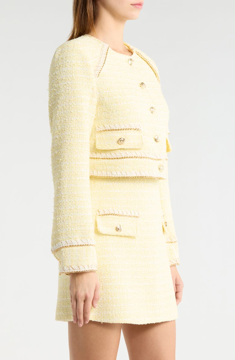 Avec Les Filles Metallic Tweed Crop Jacket, Alternate, color, Light Yellow