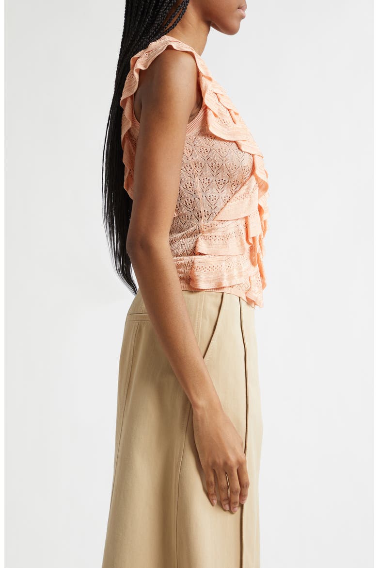Angelica Ruffle Detail Sleeveless Sweater, Alternate, color, PEONY