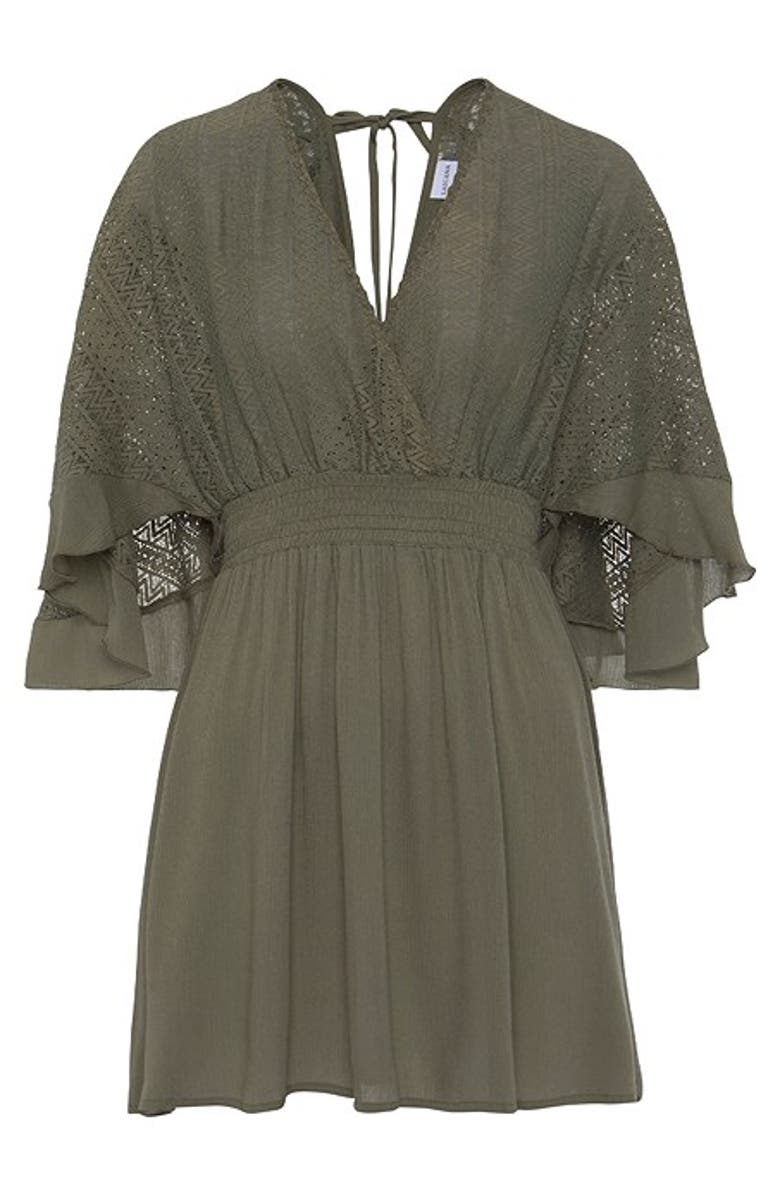 LASCANA Flowy Lace Cover Up, Alternate, color, Khaki