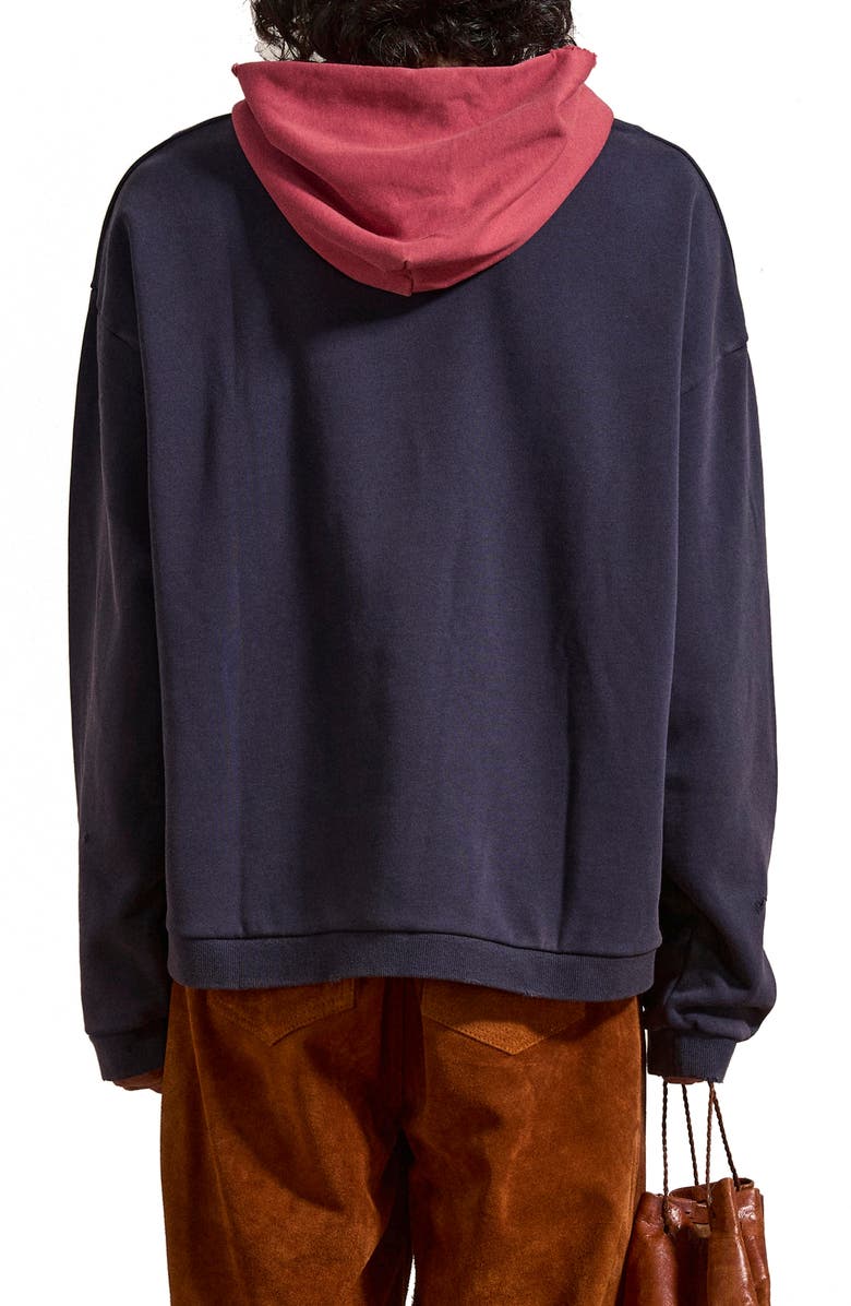 FOUND Distressed Logo Print Cotton Hoodie, Alternate, color, 