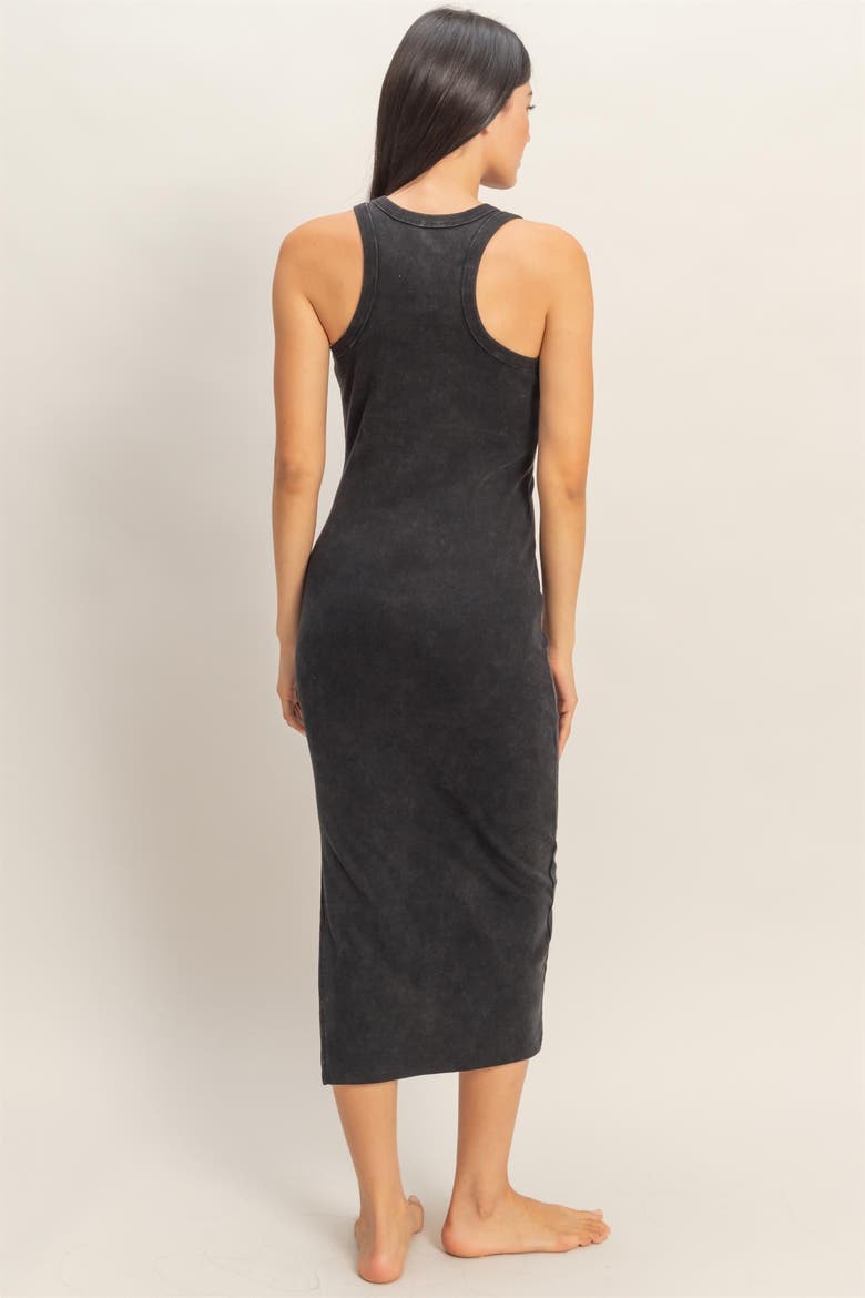 Acid Washed Ribbed Midi Tank Dress, Alternate, color, Black
