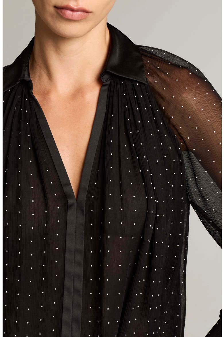 Heat Set Dot Sheer Top, Alternate, color, BLACK