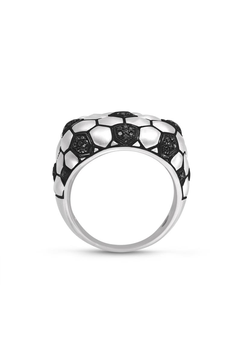 Soccer Football Silver & Black Diamond Statement Men Ring, Alternate, color, Silver