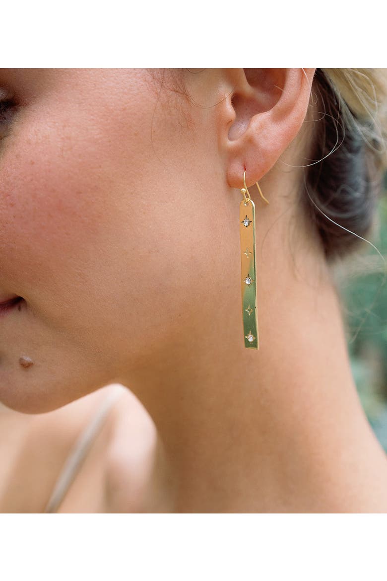 Sitara Starry Long Linear Studded Earrings, Alternate, color, Gold