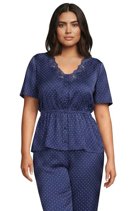 Plus Size Silky Lace Blouse