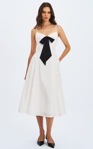 Miss Circle Corinne Poplin Flared Maxi Dress with Removable Bow