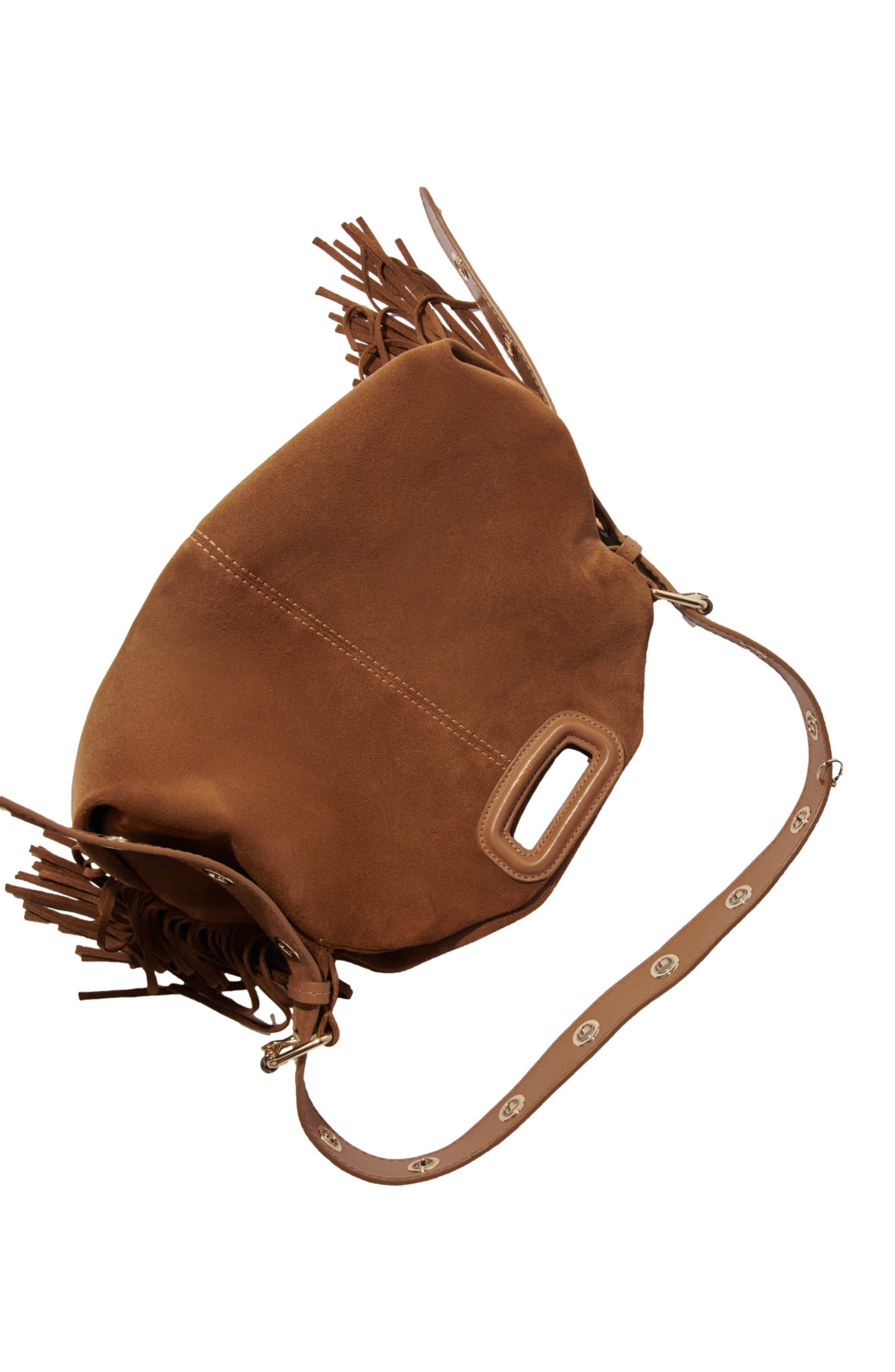 maje Suede Miss M bag, Alternate, color, Camel