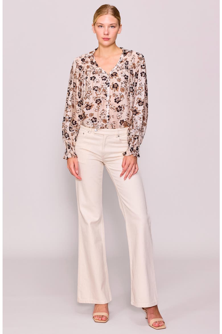 Print Button-Up Shirt, Alternate, color, IVORY TAUPE FLORAL