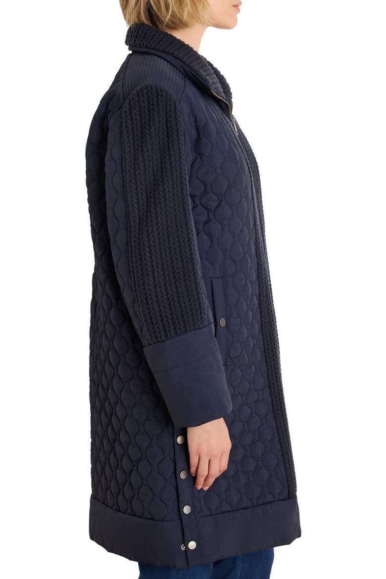 Mixed Media Quilted Puffer Parka, Alternate, color, DARK INDIGO
