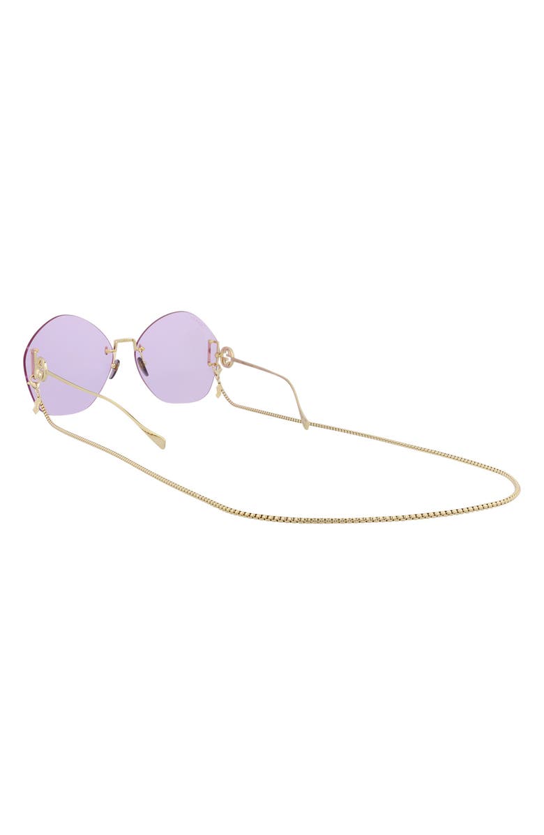 Gucci Novelty 65mm Oversize Round Sunglasses, Alternate, color, Gold Gold Violet