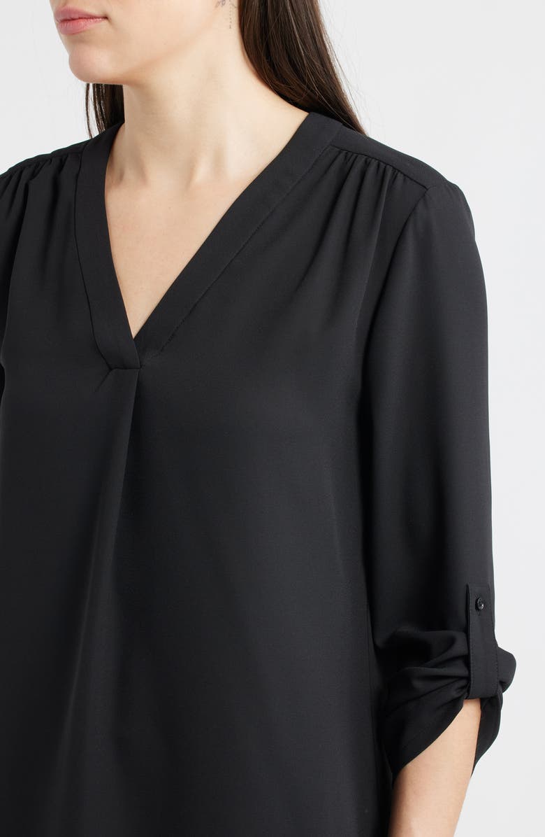 Anne Klein Roll Tab Tunic Top, Alternate, color, Anne Black