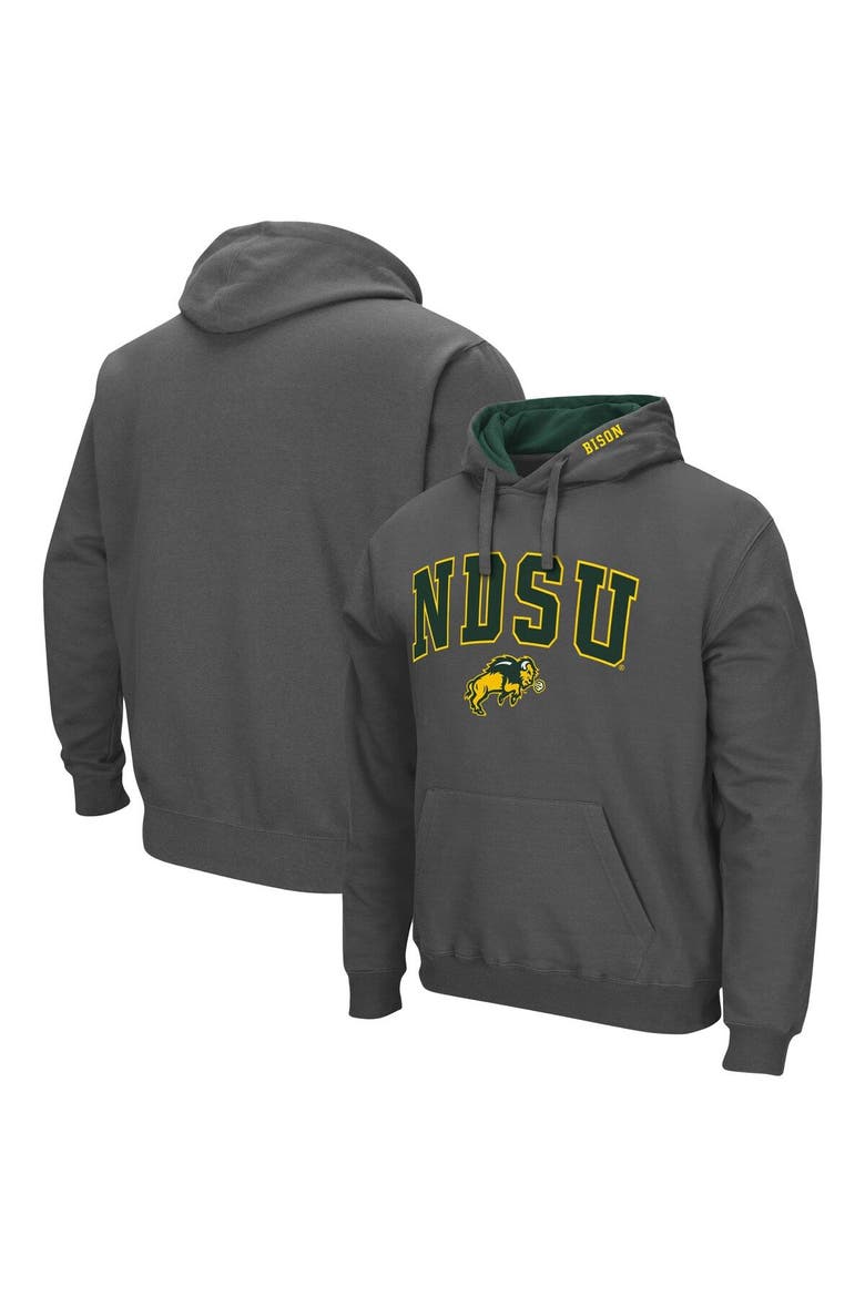Men's Colosseum Charcoal NDSU Bison Arch and Logo Pullover Hoodie, Main, color, Charcoal