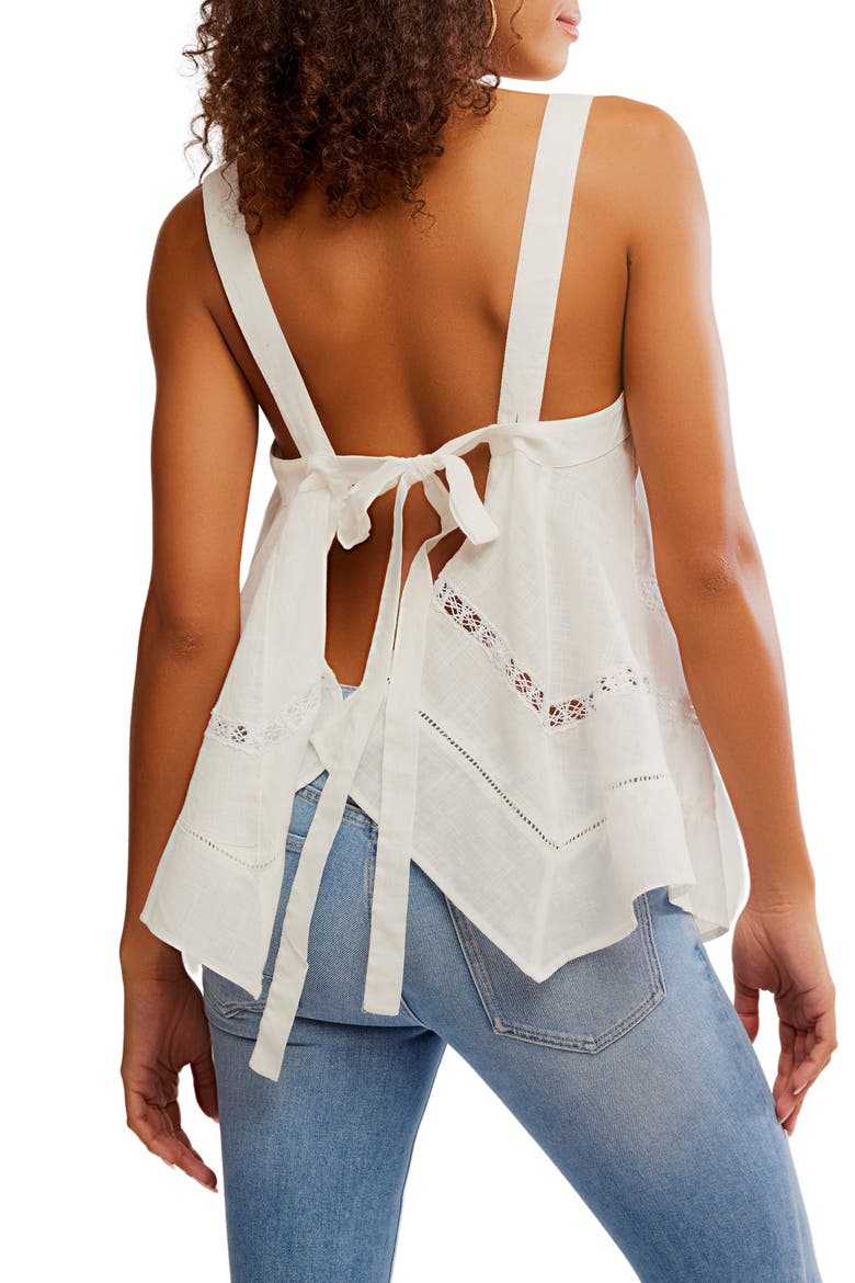 Free People Lace Inset Handkerchief Hem Cotton Camisole (Women