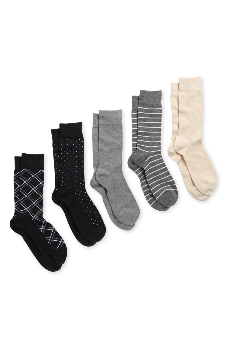 NORDSTROM RACK 5-Pack Dress Socks, Main, color, Black Multi